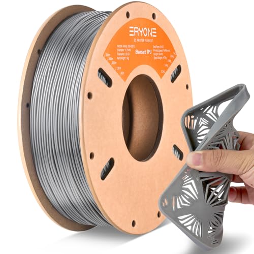 ERYONE TPU Filament 1.75mm, 3D Printer Filament,Flexible 95A TPU, +/-0.03mm, 1kg 1 Spool(2.2 LBS), Gray