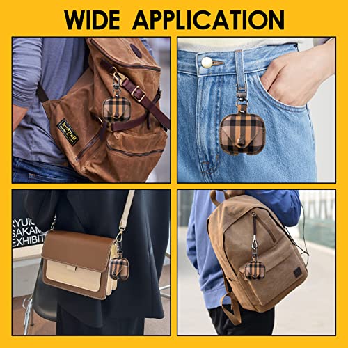 Pujuyeka Leather Luxury Case For Airpods 3Rd Generation 2021 With Keychain,Designer Plaid Cute Airpod Charging Case Cover Aesthetic Lockable Protective Air Pod Skin Cover For Women Girls Men (Brown) #TOP6