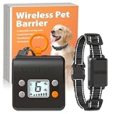 Wireless Pet Barrier - Rechargeable Indoor Barrier with 6 Adjustable Range Radius up to 7 ft, 6 Adjustable Safe Static Intensity, Electric Fence System for Dogs with Hook(Black)