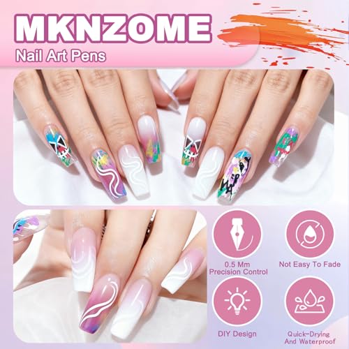 Image of Nail Art Pens Set, 12 Color 0.5 MM Nail Art Markers Nail Polish Pens Drawing Painting Point Liner Painted Kit, Waterproof and Quick-drying Nail for DIY Design Manicure Tools