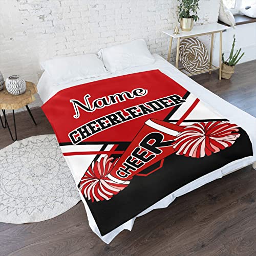 Red Cheer Cheerleader Personalized Blanket With Name Soft Fleece Throw Blankets For Men Women Birthday Wedding Gift 50X60 Inch #TOP1
