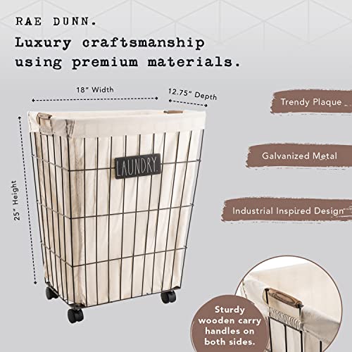 Rae-Dunn-Heavy-Duty-Laundry-Hamper-on-Wheels-Lined-Basket-with-Removable-Cloth-Liner-By-Designstyles Rae Dunn Heavy Duty Laundry Hamper on Wheels Lined Basket with Removable Cloth Liner By Designstyles