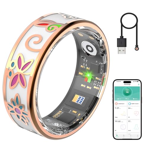 Image of Enamel Craft Smart Ring for Women & Men, No Subscription Fitness Tracker with Heart Rate, Sleep Tracking, SpO2 - IP68 for iOS & Android (Enamel Color, 7#)
