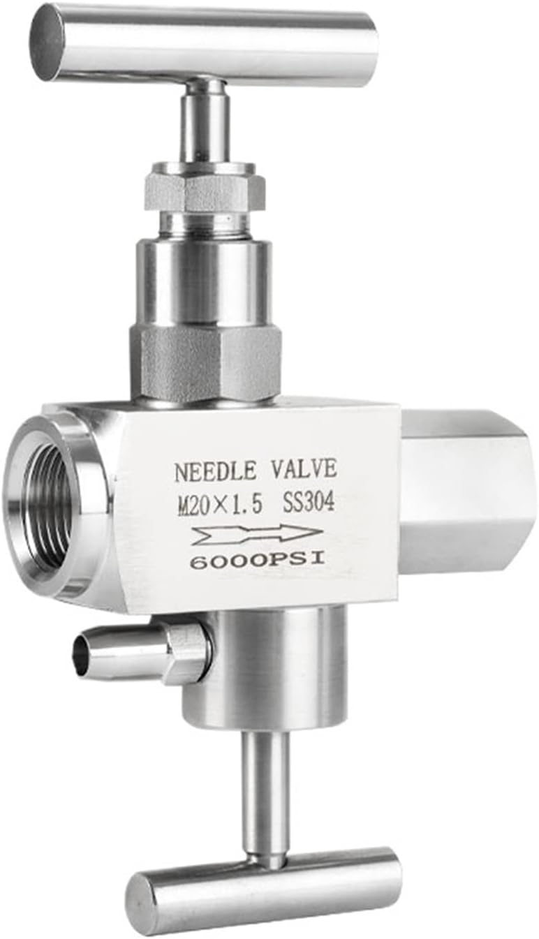 304 Stainless Steel High-pressure Multifunctional Needle Valve M20 * 1.5 with Exhaust Relief Needle Globe Valve Pressure Gauge(M20 1.5 - M20 1.5)