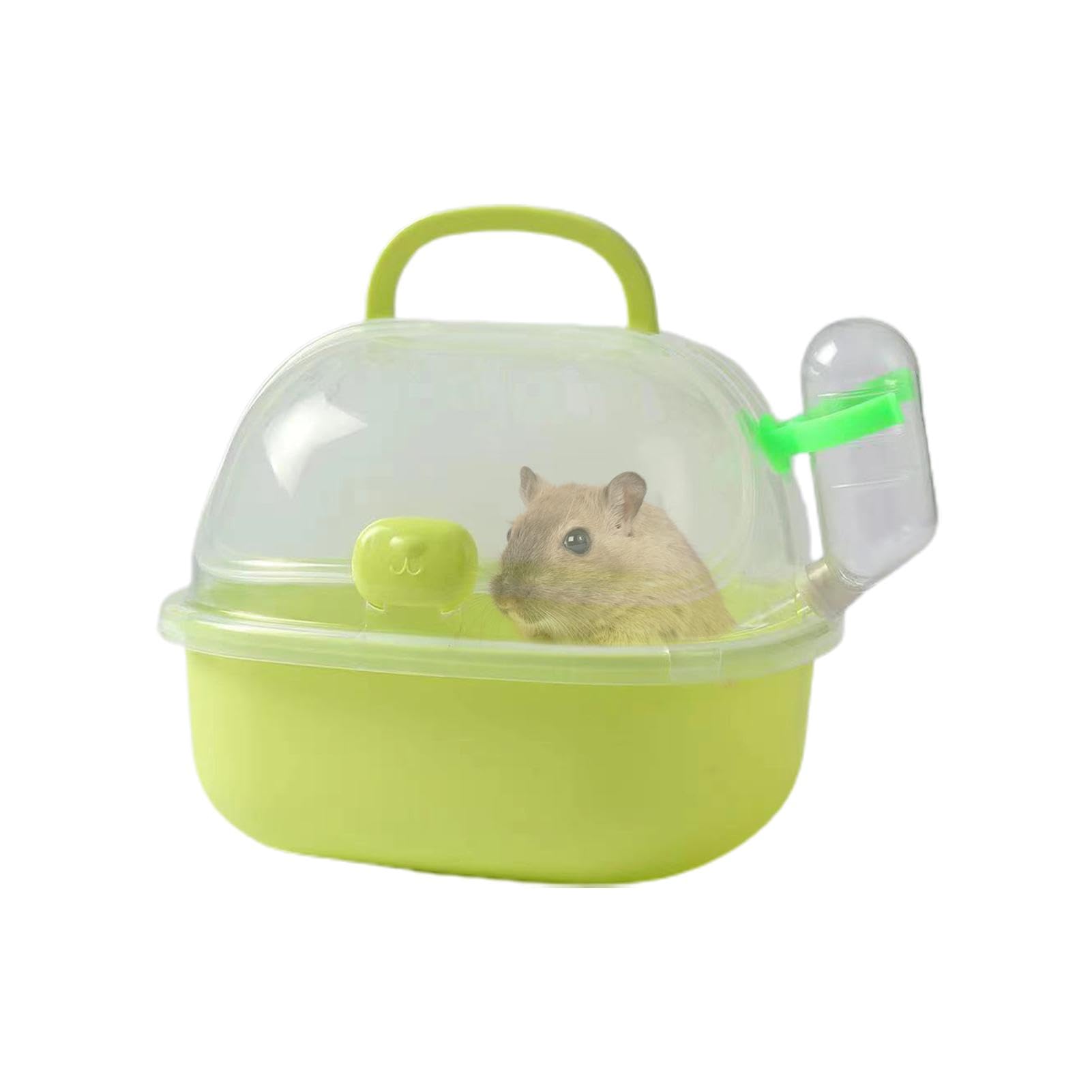 Hamster Travel Cage Breathable Portable Small Animal Carrier Water Bottle
