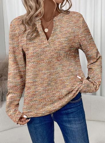 Image of Dokotoo Womens V Neck Long Sleeve Waffle Knit Tops Dressy Casual Sweater Fall Fashion 2026