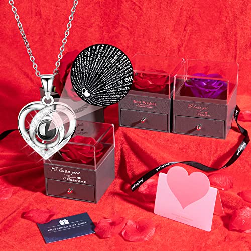 Traall Birthday Gifts For Women, Preserved Real Rose With I Love You Necklace, Eternal Rose Flowers Gifts For Her, Mom Wife Girlfriend Grandma On Chrismtams Anniversary Birthday Gifts For Women #TOP3
