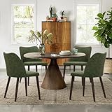 COLAMY Upholstered Dining Chairs Set of 4, Modern PU Leather Dining Room Kitchen Side Chair with Padded Seat and Wood Legs Restaurant/Cafe, Green