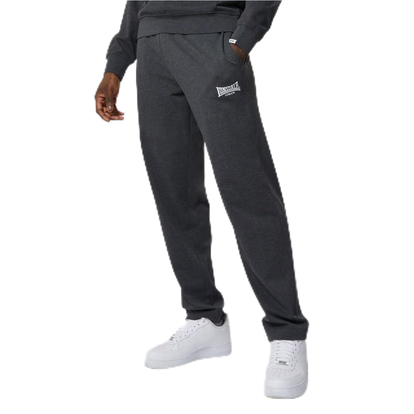 Lonsdale Mens Lightweight Joggers Pants Bottoms Charcoal Marl 4XL