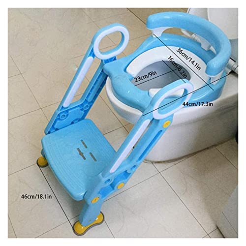 Geel potje met deksel met Rugleuning Verstelbare Potty-voering met stiefkruk, tot 75kg, toiletpotje Stap for jongens of… - Afbeelding 8