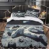 Astronauta tumbado en la luna 3D Impresión Funda de edredón 3pz Microfibra antidesvanecimiento Exploración espacial Edredón funda 2 fundas cremallera Decoración habitación adultos Double（200x200cm）