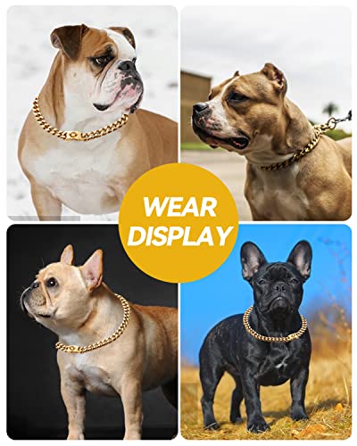 Aosui Gold Dog Collar For Small, Medium And Large Dogs,18K-15Mm Metal Dog Chain Collars,Gold Dog Chain Collar, Cuban Link Dog Collar #TOP2
