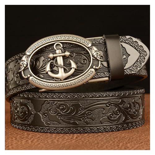 Men'sbelt Personalized Carving Ratchet Belt Men Fashion Jeans Pants Belt with Automatic 45Mm Buckle,Black,115cm/waist:33