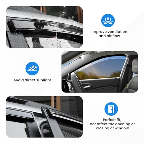 Image of Trax Rain Guards - Window Visors for Chevrolet Chevy Trax 2024 2025 2026, Out-Channel Side Window Rain Guards for Trax Accessories, 4PCS, Black, Car Accessories