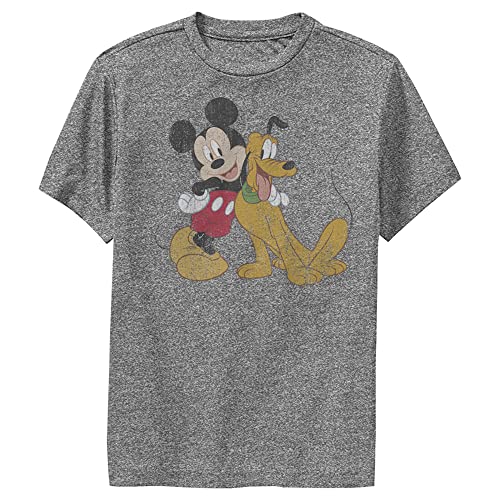 T-shirt garçon Disney Mickey et Pluto gris grand modèle stretch