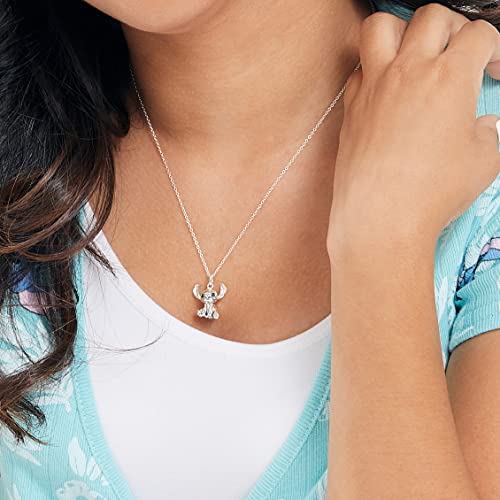 Disney Lilo & Stitch Sterling Silver Necklace for Women, 3D Pendant Stitch Necklace with 18-inch Chain Official License2