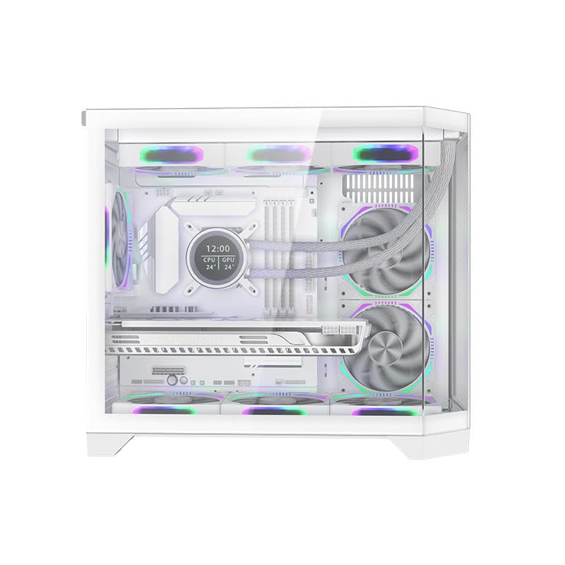 Image of M1 Gaming PC CASE (White) | TOP 360 MM AIO | M-ATX, Micro- ITX, 270 Degree Panoramic View |Bottom MESH for DUST Protection |USB2.0,USB3.0,Headphone and Microphone Jack |NO PREINSTALLED Fans