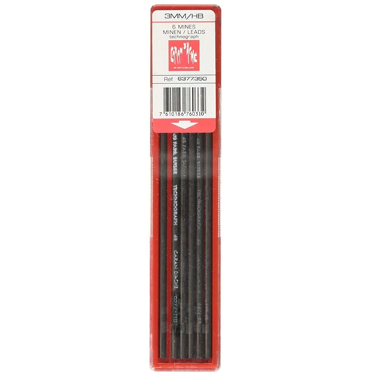 Caran d'AcheTechnograph Graphite 3 mm HB Leads - 6Pc