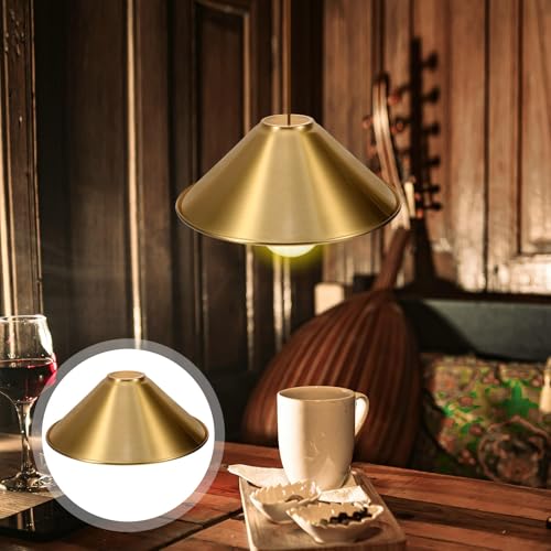 ARTIBETTER Protetor de lâmpada de metal vintage industrial dourado, suporte de teto de cone de ferro