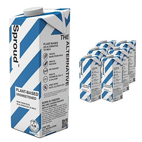 SPROUD - Plant-Based Milk, Zero Sugar, Low Carb, High Protein, Long Life, Powered by Peas, Perfect for Keto and Low Calorie Diets (Unsweetened) (6 x 1L)