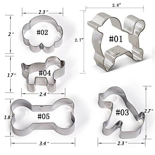 Puppy Dog Paw And Bone Shaped Cookie Cutter, Stainless Steel Biscuit/Fondant Molds Homemade Baking Tools By Eorta For Kids, Party, Dishwasher Safe, Set Of 5 #TOP1