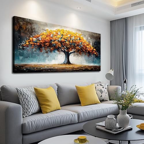 KELIYUAN Large Wall Art For Living Room Canvas Wall Decor For Bedroom Office Restaurant Mural Abstract Tree Landscape Wall Pictures prints Artwork Ready To Hang Modern Aesthetic Home Decor 24x48In