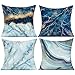 Housses de Coussin en Velours Décoratives Marbre Or Bleu Marine Taies d'oreiller Abstraites Doré 45x45cm Lot de 4 pour la Décoration de Chambre Canapé Lit