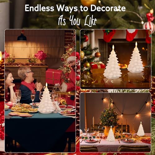Image of Christmas Tree Candles with Remote, White Flameless Candle Battery Operated