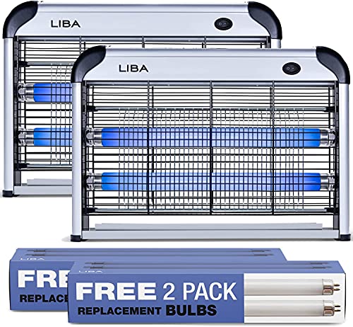 LiBa Electric Bug Zapper (2-Pack) Indoor Insect Killer - (4) Extra Replacement Bulbs - Fly, Mosquito...