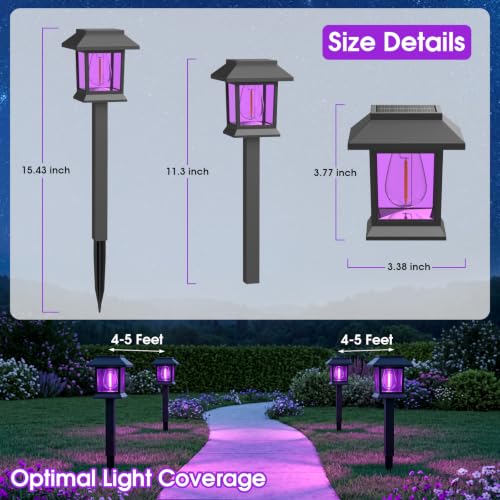 Image of Greluna Solar Lights Outdoor,12 Pack Purple Waterproof Auto On /Off Solar Pathway Lights for Your Garden, Landscape, Path, Yard, Patio, Driveway,Walkway Halloween Decor