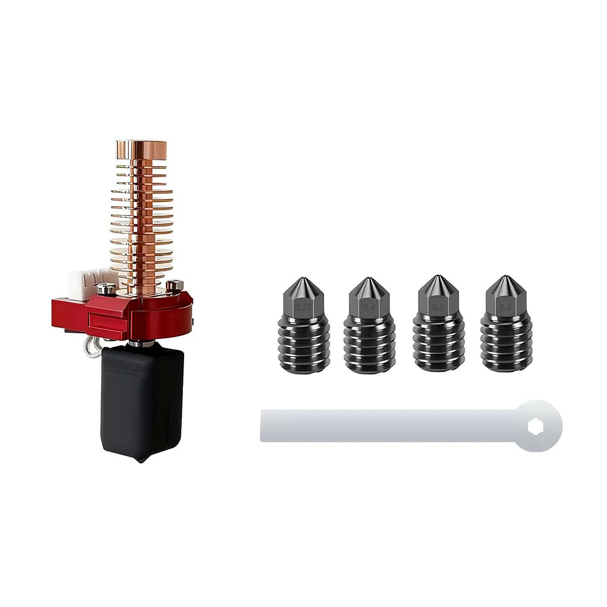 Hotend Kit Hotend pour imprimante 3D Flashforge Adventurer 5M/5M Pro avec buses en acier trempé de 0,25, 0,4, 0,6 et 0,8 mm