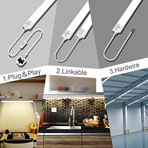BERIXDEEP 1.3ft LED Batten Light 6500K Daylight, Linkable Plug in Strip Light for Garage Workshop, Office, Wall, Kitchen - Image 3