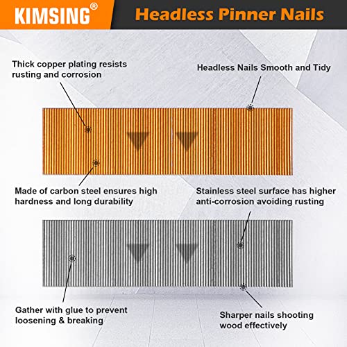 Kimsing 23 Gauge Stainless Steel Micro Pin Nails 9,000 Pcs/Box, 1-Inch (25Mm) Headless Pins Fits Pneumatic Pin Nailer And Air Power Pinner For Furniture (P625Ss) #TOP1