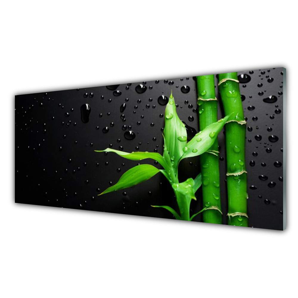 Impression sur Verre Acrylique 125x50cm Tulup - Tableau Mural Motif Les Feuilles de Bambou Floral
