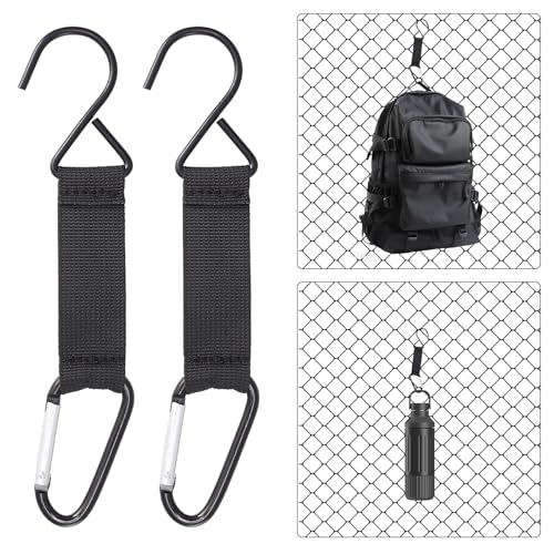 Fnuqz 2 PCS Carabiner Fence Hooks Nylon Safety Metal Buckle Hooks for Tennis Softball Football Baseball Bag Hook Sports Equipment Water Bottles Camping Outdoor