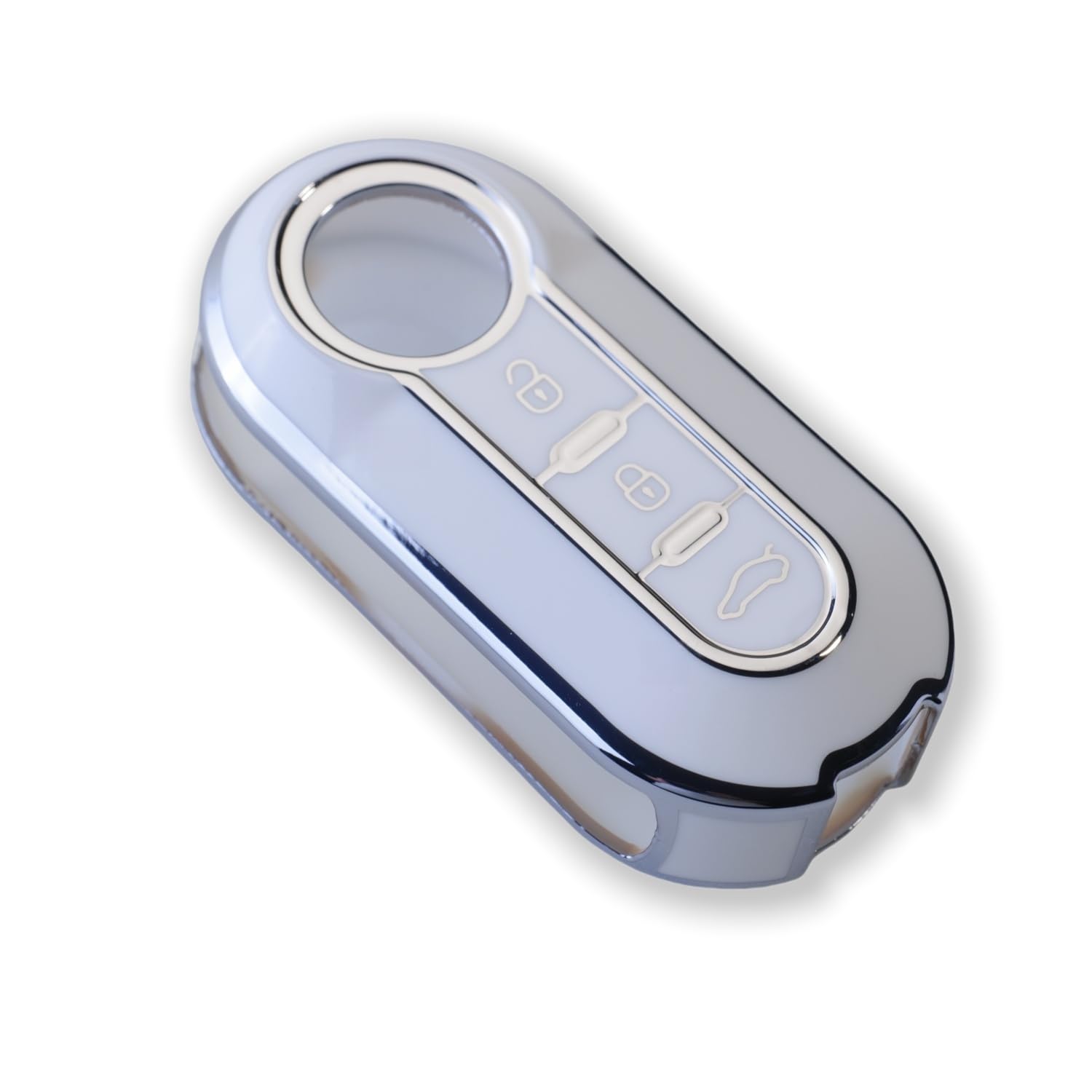 RUXYAXFOL TPU Cover Chiave Auto per Fiat 500 Punto Bravo Brava Panda Doblo Ducato Idea Line Ulysse Tipo Lancia Ypslon Delta Musa Custodie Chiave Auto, 2 pezzi, bianco argento