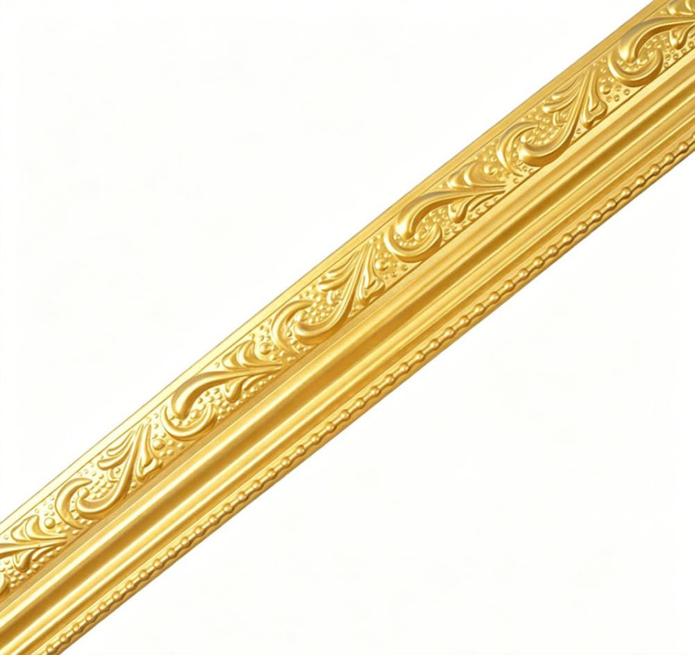 Tmapruvg Gold7 - 4Cm Wide 4Cm*3M Gold Flexible Molding Trim Wall Edging Line,Self Adhesive Peel And Stick Molding Ceiling Trim,Decorative Mirror Frame For Home Decor