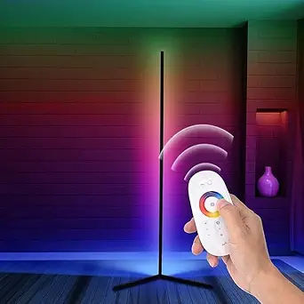 BLURISM RGB Led Corner Floor Light, Led Floor Lamp Color Changing Mood Light with Remote Control and APP Control via Bluetooth, RGB Standing Lamp for Living Room, Bedroom