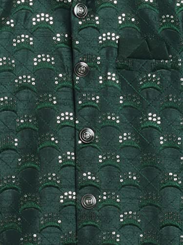 Image of AHHAAAA Kids Ethnic Cotton Silk Blend Sequin Print Indo-Western Sherwani Set for Boys 496MF