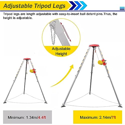 Trípode de rescate de emergencia con arnés de seguridad, sistema de patas telescópicas de aluminio para espacios reducidos, túneles y operaciones de alcantarillado