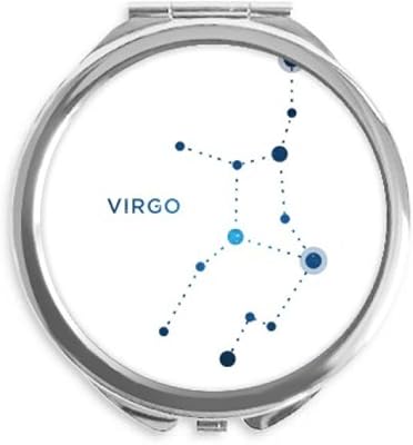 Virgo Constellation Sign Zodiac Hand Compact Mirror Round Portable Pocket Glass