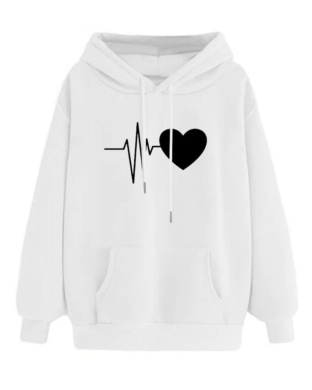 heekpek Felpe con Cappuccio Donna Felpa Stampa d'Amore Pullover Manica Lunga Hoodie Basic Casual Sweatshirt Outwear Tops Maglione Donna Caldo Ragazza Invernale