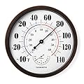Indoor Outdoor Thermometer Wall Large Numbers Thermometer No Battery 12" Hanging Digital Weather Hygrometers for Home Garden Outside Patio Decor (Brown)