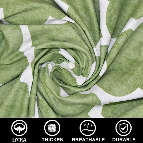 Image of Set of 4 Stretchable Dining Chair Covers, Universal Fit Washable Seat Slipcovers for Dining Room & Home Decor (Green Panel)