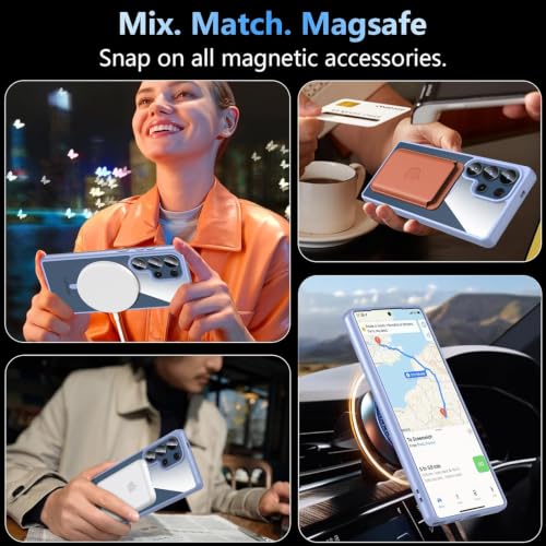 Image of DIZORO Samsung S25 Ultra Case,Compatible with Mag Safe, Non Yellow Military-Grade Drop Protection & Hard PC Back Cover Slim Transparent Anti-Scratch Shockproof Phone Case (Official Blue NEW)
