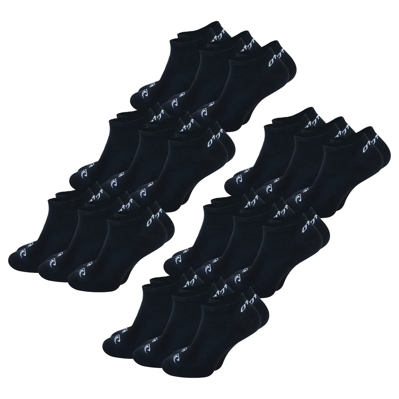 O'Neill Calzini unisex da sneaker, confezione da 18 calzini sportivi per il tempo libero, in cotone, per lo sport, da uomo e da donna, 35-38 39-42 43-46, Nero (696969p)., 39-42