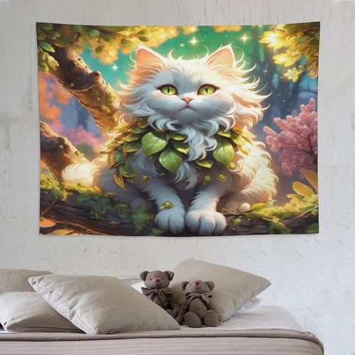 Tenture murale chat mignon pour cacher mur nu et decorer grand dortoir