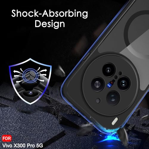 Image of TheGiftKart Hybrid Shockproof Back Cover Case for Vivo X300 Pro 5G Compatible with MagSafe | Hard Back Cover Case for Vivo X300 Pro 5G (PC & TPU, Translucent Smoke Matte Back, Black Sides)