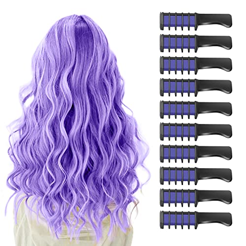 MSDADA Purple Hair Chalk for Girls - 10 Pcs New Hair Chalk Comb Temporary Bright Washable Hair Color Dye for Kids - Christmas Birthday Easter St. Patricks Day Gifts Toys for Girls Kids