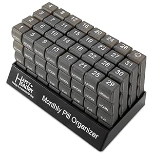 Maand pillendoos Organizer 4 keer per dag ochtend-middag-avond-nacht grote 32 dagelijkse pillendoosjes met compartimenten voor vitamines supplementen medicatie -Reizen maandelijkse pillen organisator